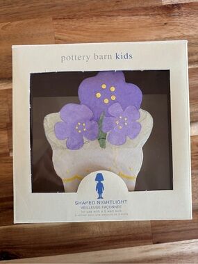 Vintage Pottery Barn Kids Purple Flower Pot Shaped Rice Paper Nightlight